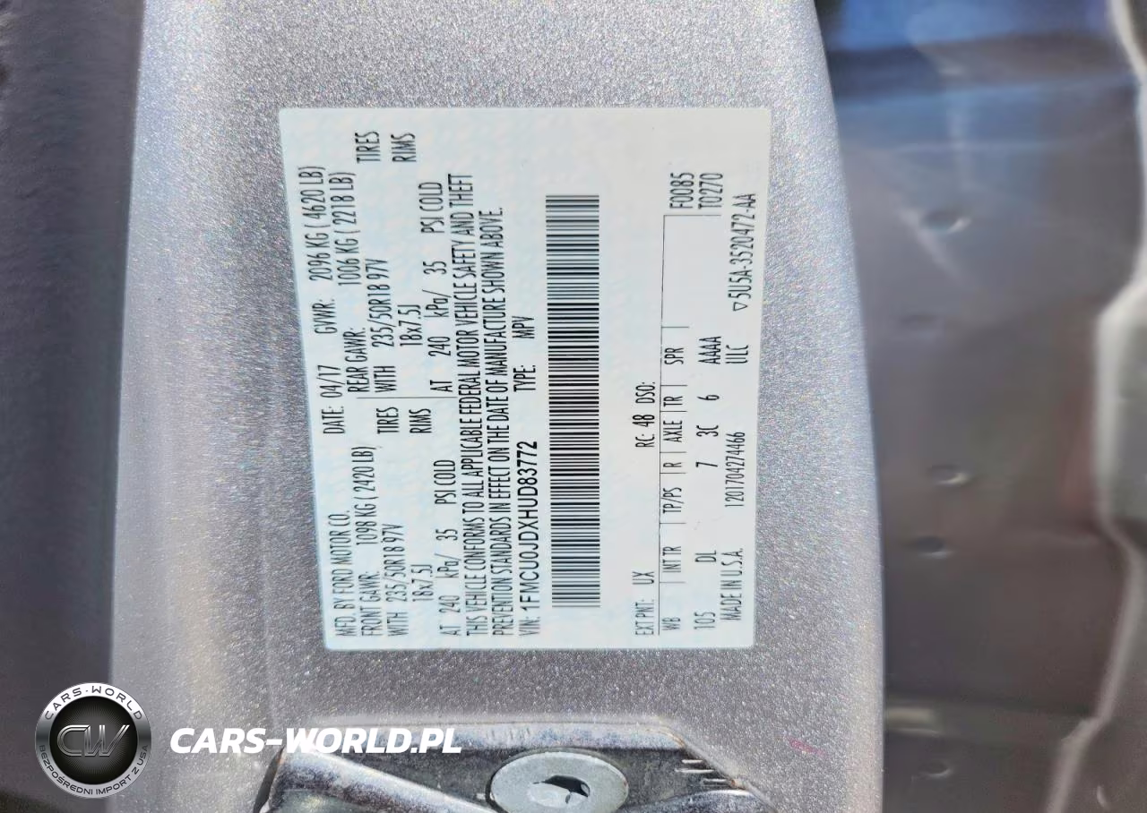 2017 Ford Escape Titanium VIN:1FMCU0JDXHUD83772 - 13