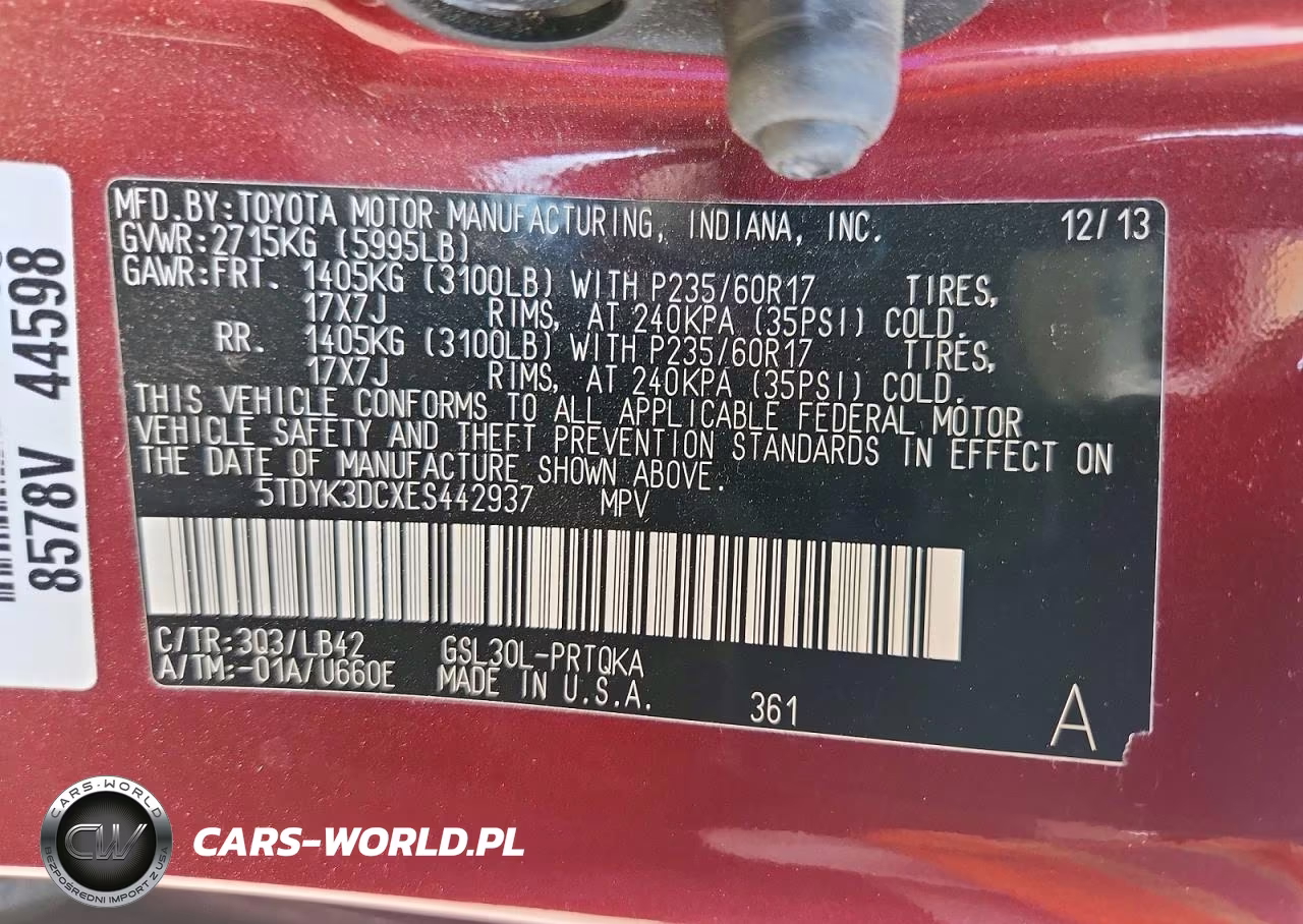 2014 Toyota Sienna Xle 8-Passenger VIN:5TDYK3DCXES442937 - 14