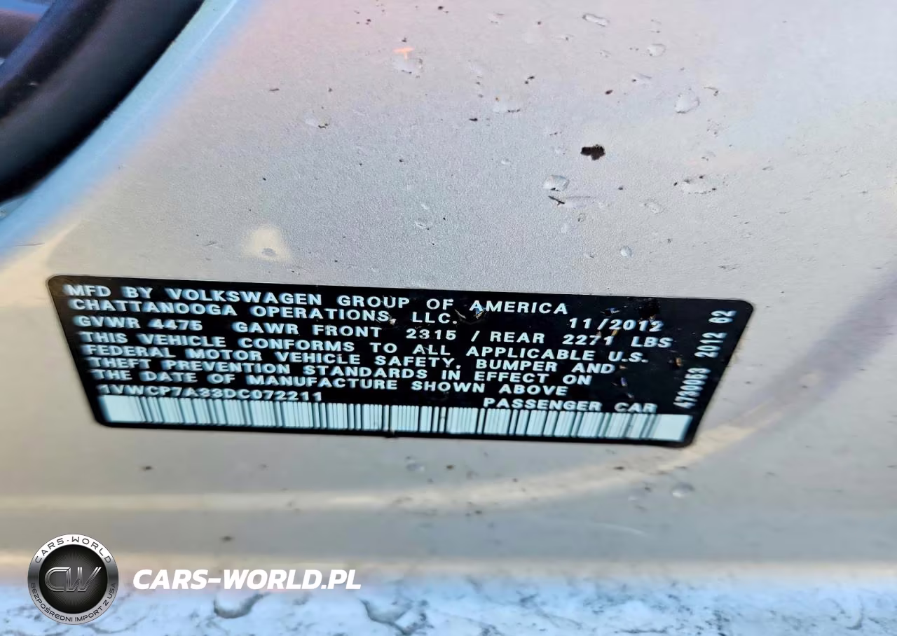 2013 Volkswagen Passat Sel VIN:1VWCP7A33DC072211 - 12