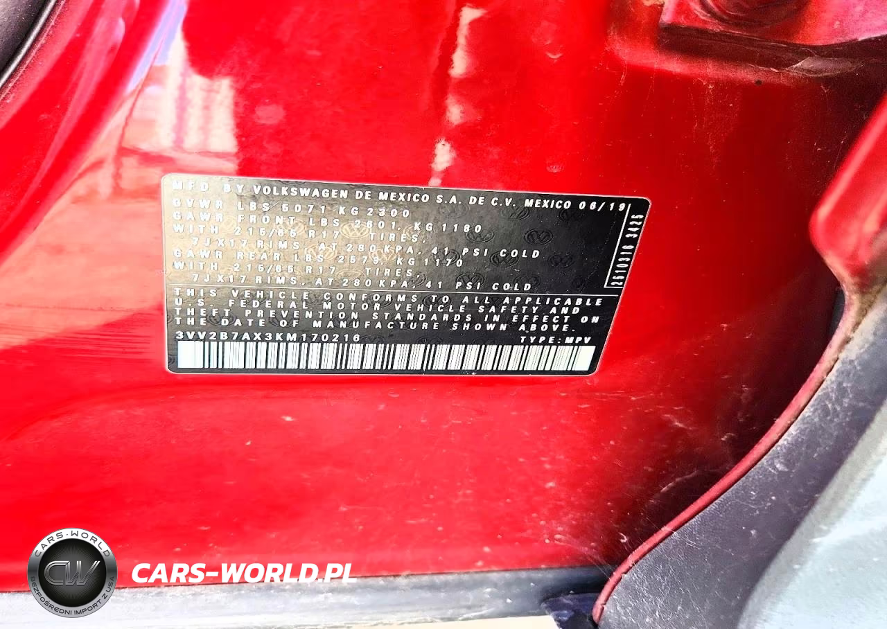 2019 Volkswagen Tiguan Se VIN:3VV2B7AX3KM170216 - 13
