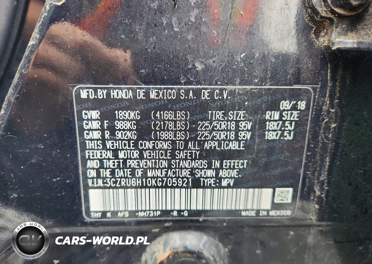 2019 Honda Hr-V Sport VIN:3CZRU6H10KG705921 - 13