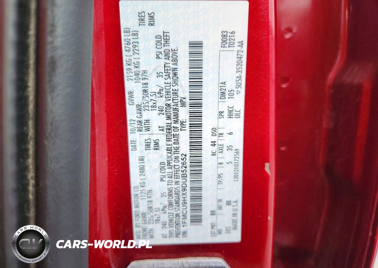 2013 Ford Escape Sel VIN:1FMCU9HX9DUB52652 - 12