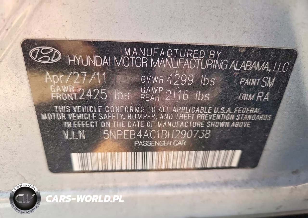 2011 Hyundai Sonata Gls VIN:5NPEB4AC1BH290738 - 12