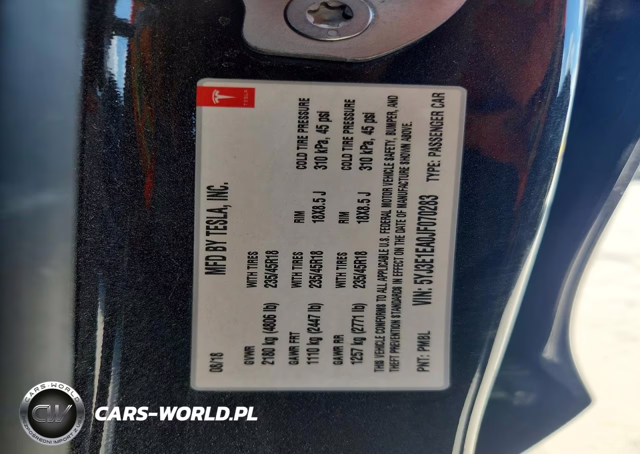 2018 Tesla Model 3 VIN:5YJ3E1EA0JF070283 - 12