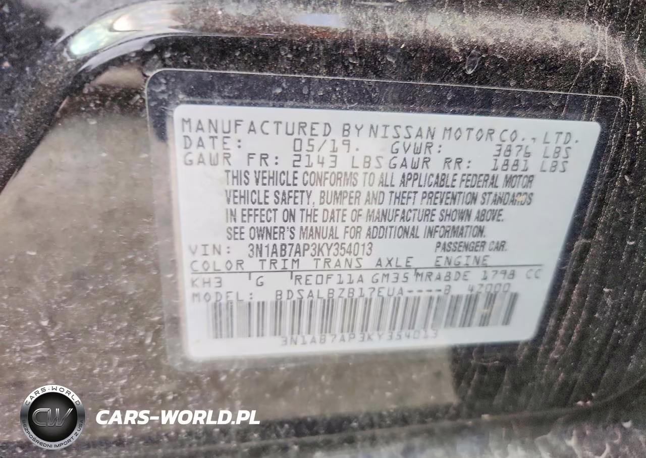 2019 Nissan Sentra S VIN:3N1AB7AP3KY354013 - 12