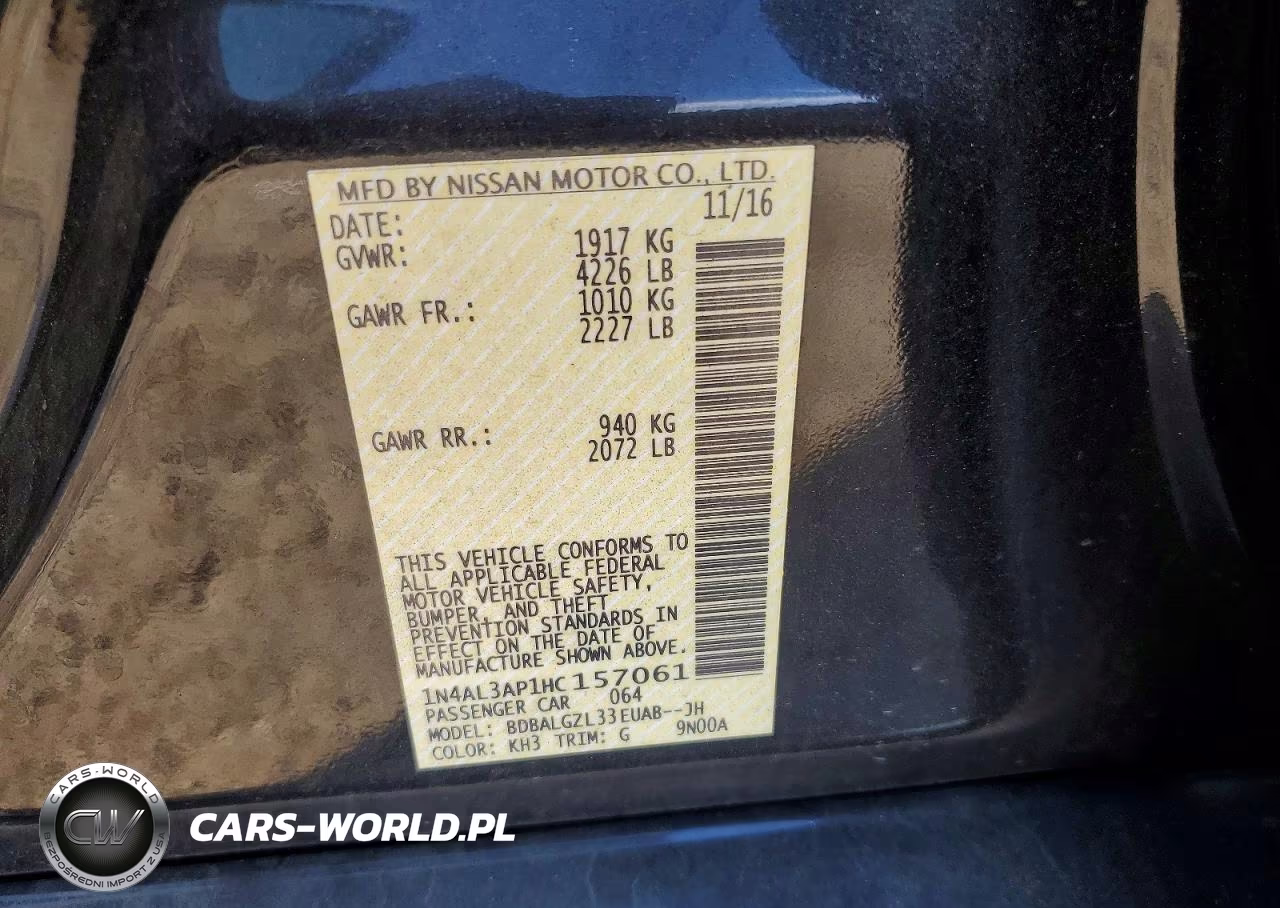 2017 Nissan Altima 2.5 S VIN:1N4AL3AP1HC157061 - 12