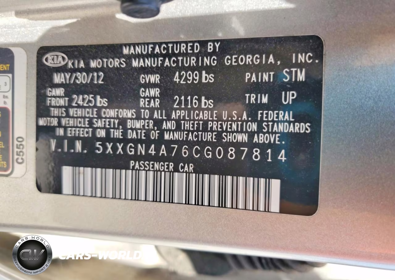 2012 Kia Optima Ex VIN:5XXGN4A76CG087814 - 12
