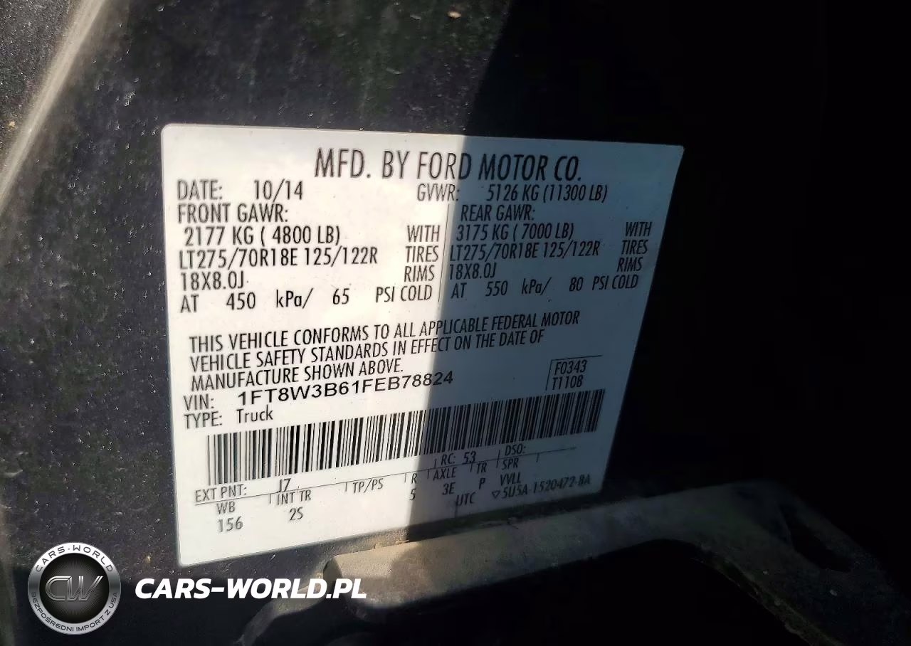 2015 Ford F350 Super Duty VIN:1FT8W3B61FEB78824 - 12