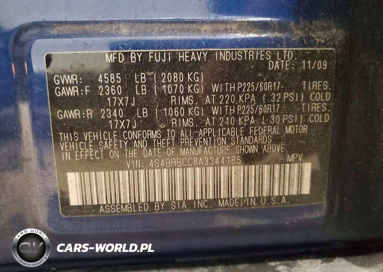 2010 Subaru Outback 2.5I Premium VIN:4S4BRBCC8A3344185 - 13