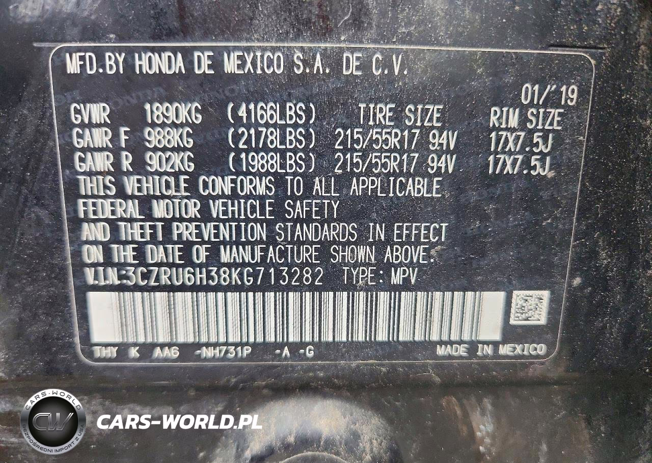 2019 Honda Hr-V Lx VIN:3CZRU6H38KG713282 - 12