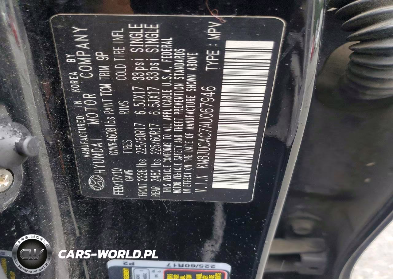 2010 Hyundai Tucson Gls VIN:KM8JUCAC7AU067946 - 14