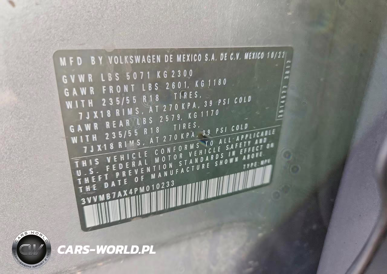 2023 Volkswagen Tiguan Se VIN:3VVMB7AX4PM010233 - 12