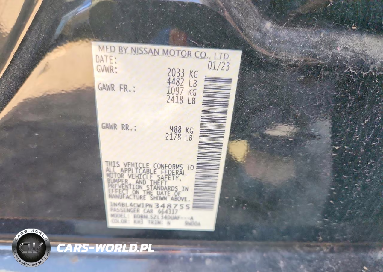 2023 Nissan Altima Sr VIN:1N4BL4CW1PN348755 - 12