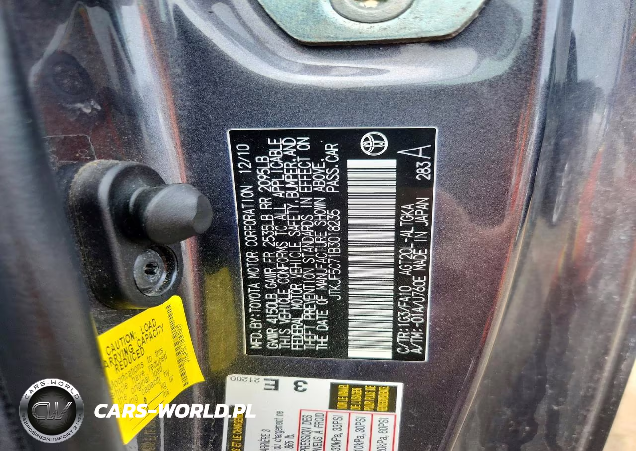 2011 Scion Tc Base VIN:JTKJF5C71B3018235 - 12