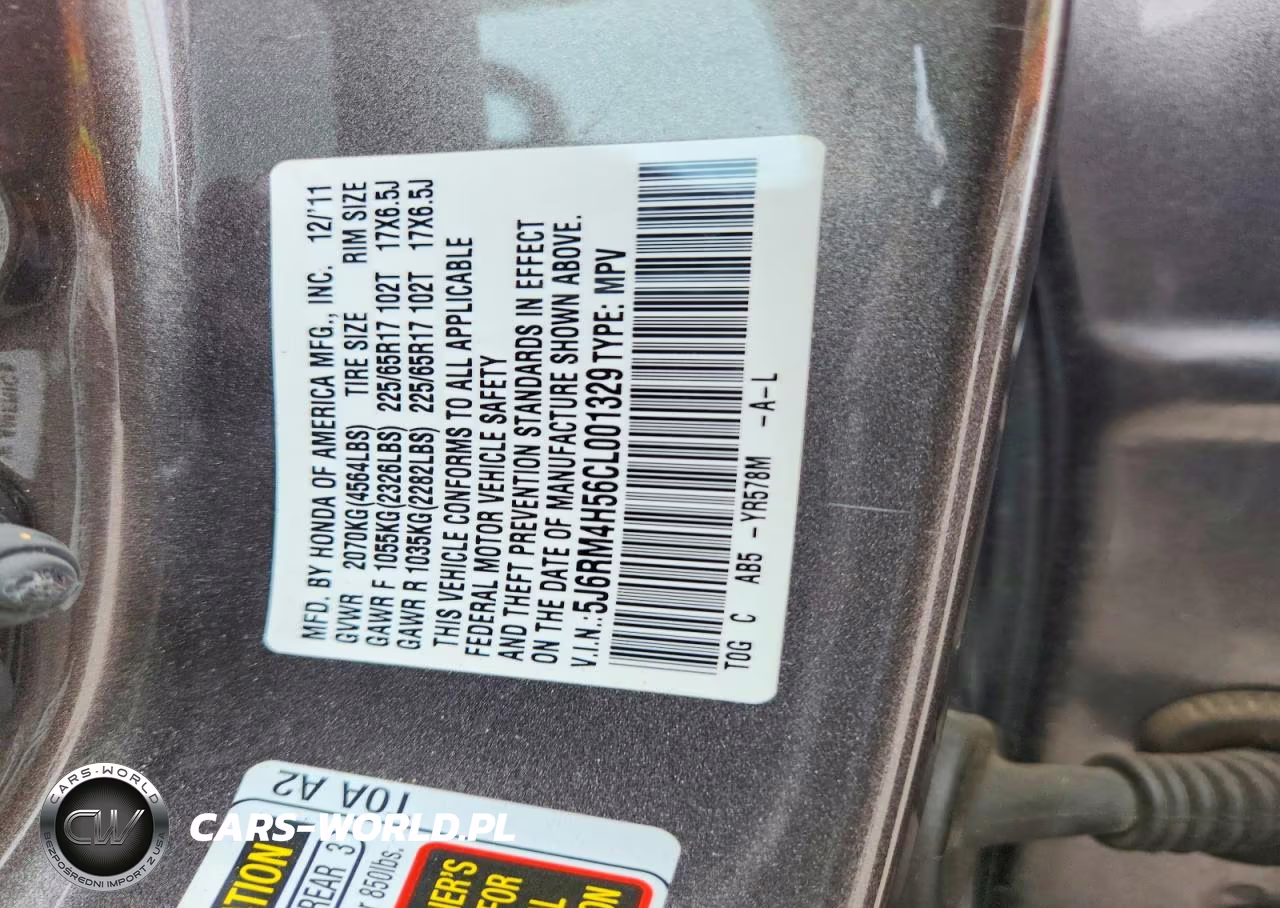 2012 Honda Cr-V Ex VIN:5J6RM4H56CL001329 - 14