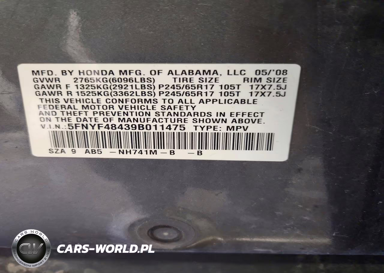 2009 Honda Pilot Ex VIN:5FNYF48439B011475 - 13