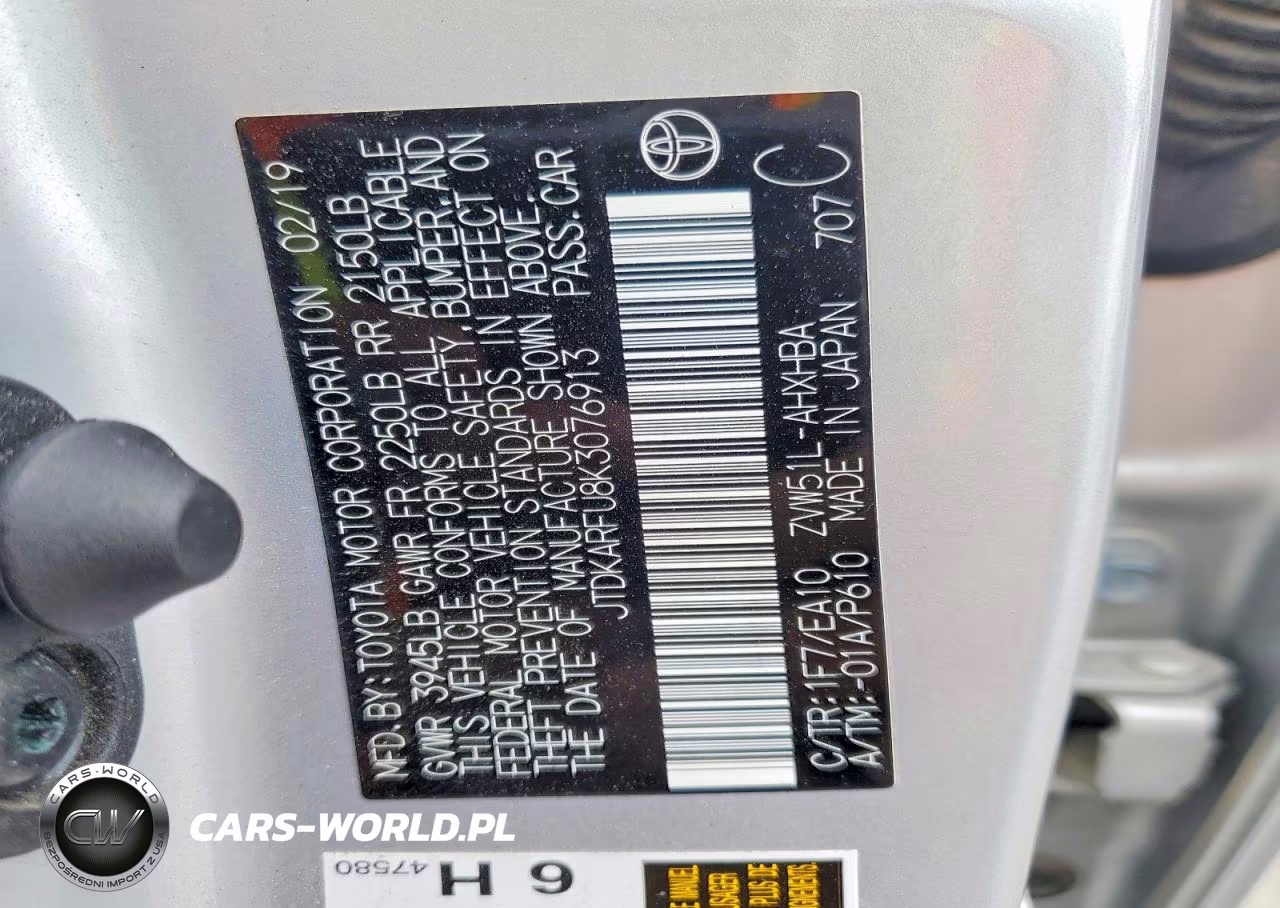 2019 Toyota Prius Xle VIN:JTDKARFU8K3076913 - 12