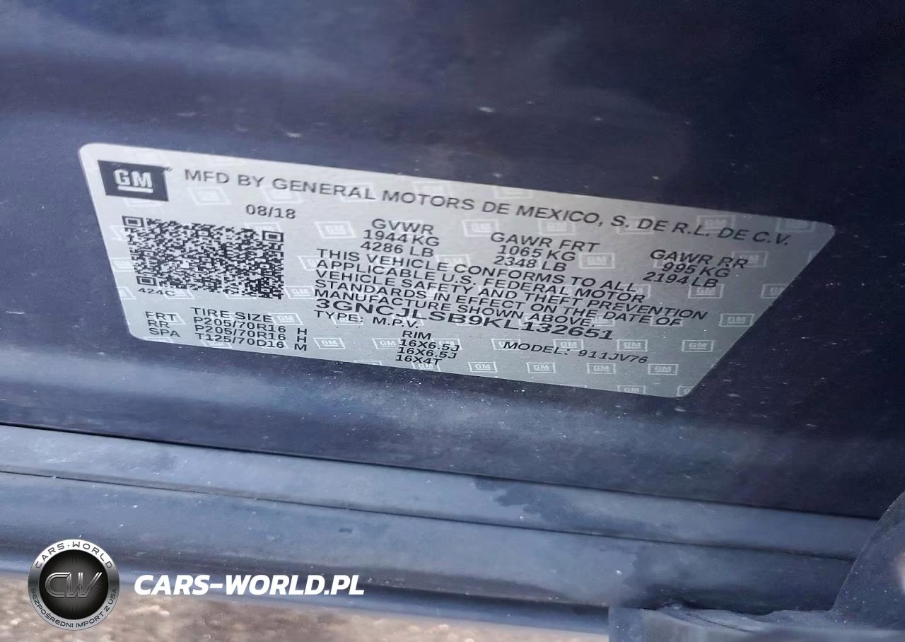 2019 Chevrolet Trax 1Lt VIN:3GNCJLSB9KL132651 - 13
