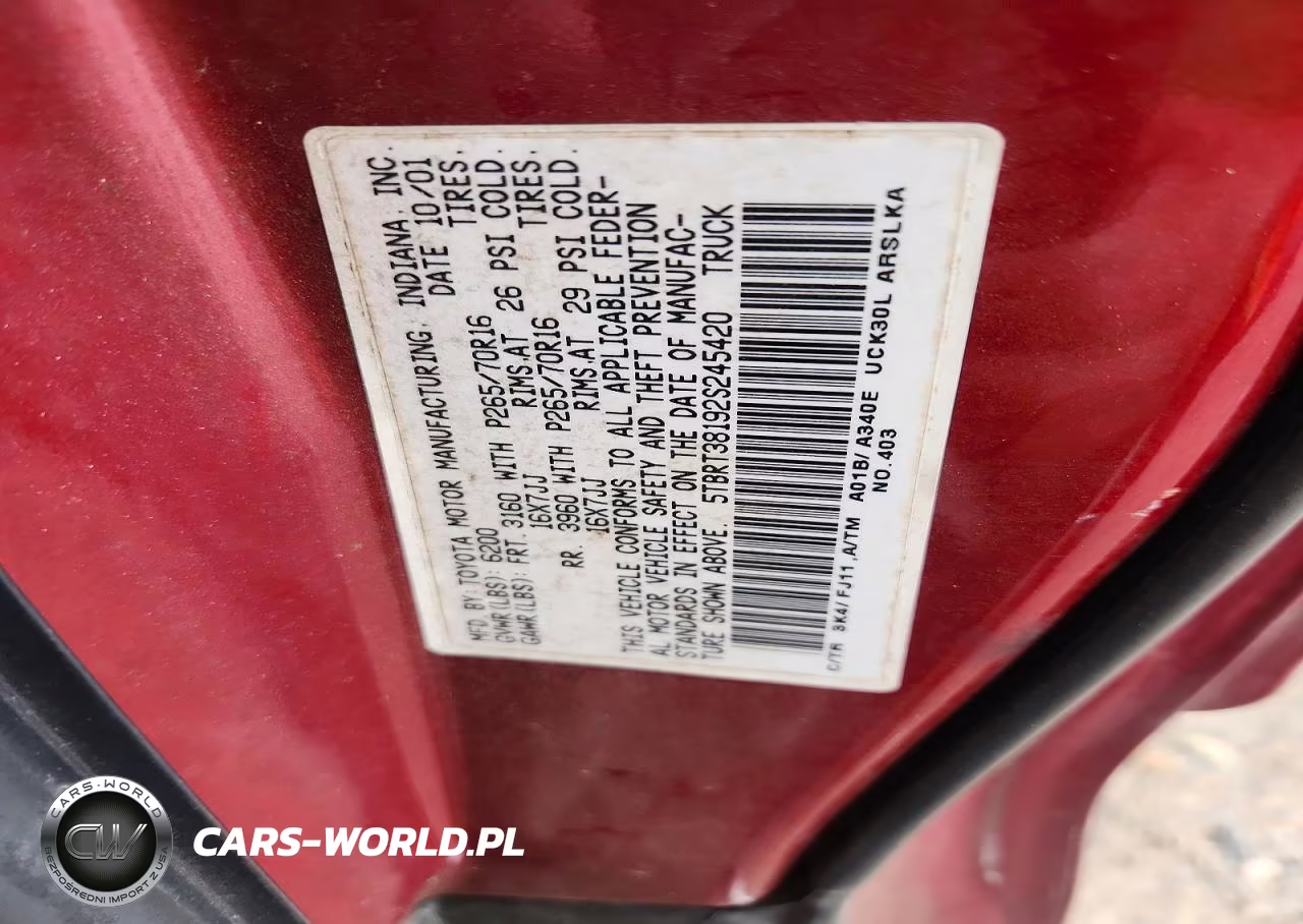 2002 Toyota Tundra Access Cab Limited VIN:5TBRT38192S245420 - 12