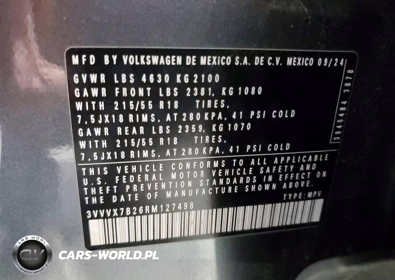 2024 Volkswagen Taos Se VIN:3VVVX7B26RM127498 - 14