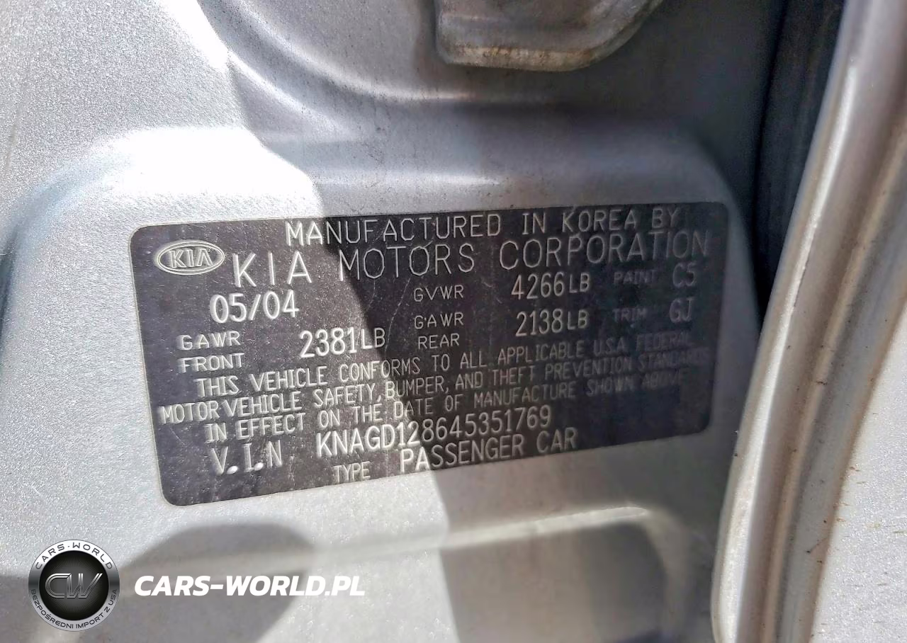 2004 Kia Optima Lx V6 VIN:KNAGD128645351769 - 12