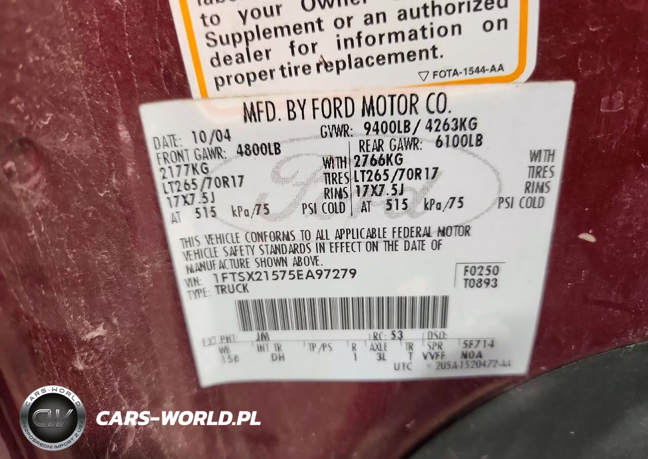 2005 Ford F250 Super Duty VIN:1FTSX21575EA97279 - 12