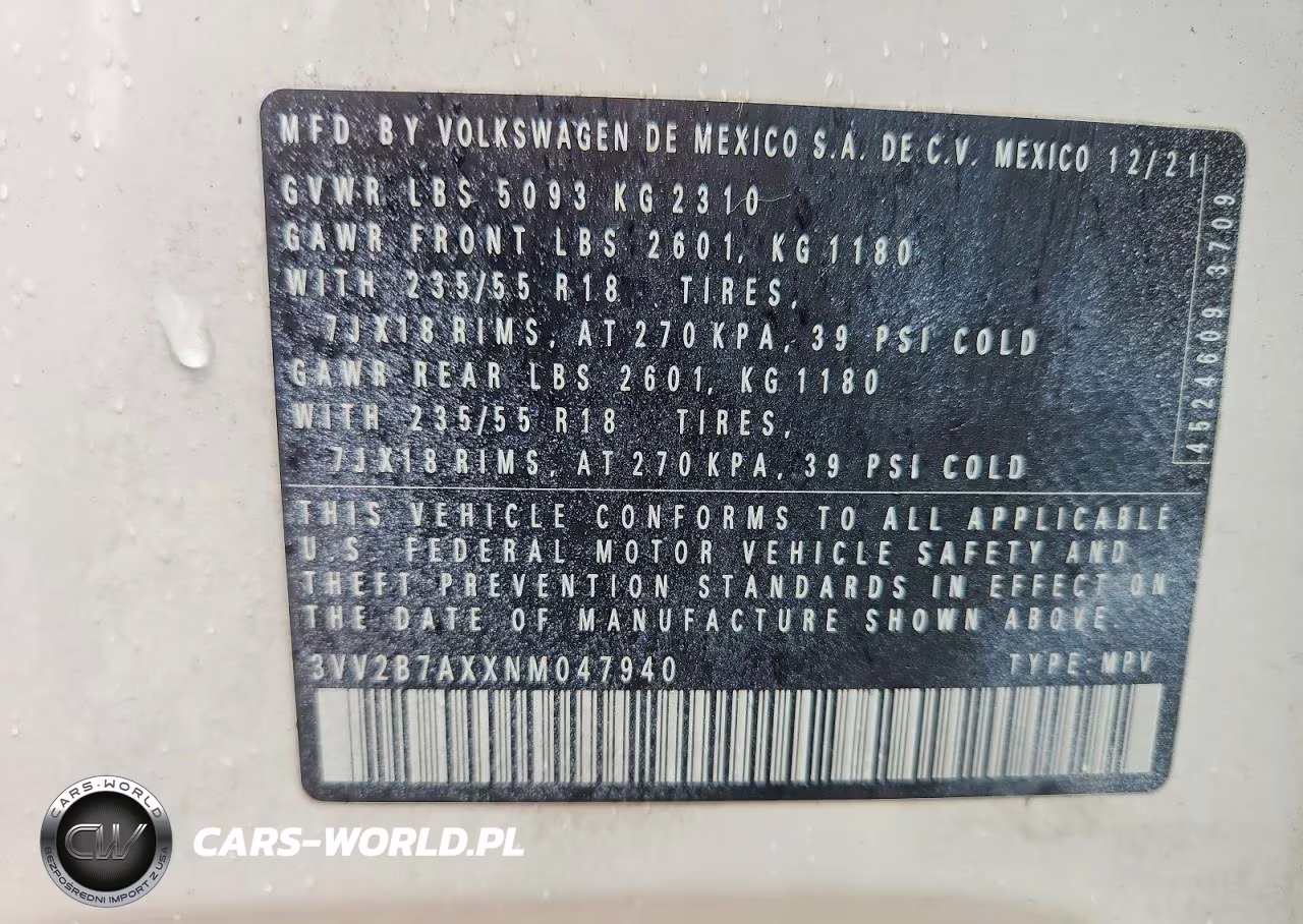 2022 Volkswagen Tiguan Se VIN:3VV2B7AXXNM047940 - 14