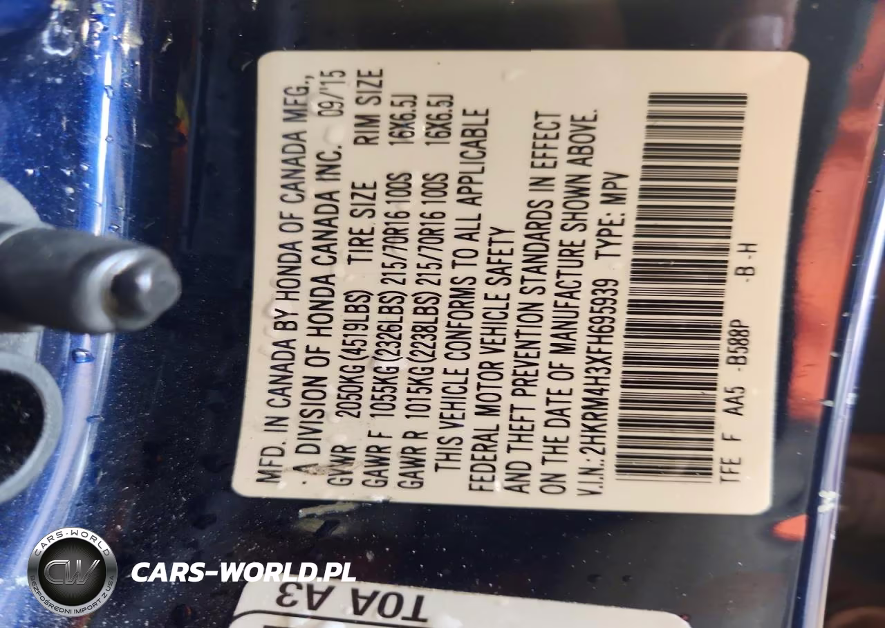 2015 Honda Cr-V Lx VIN:2HKRM4H3XFH695939 - 13