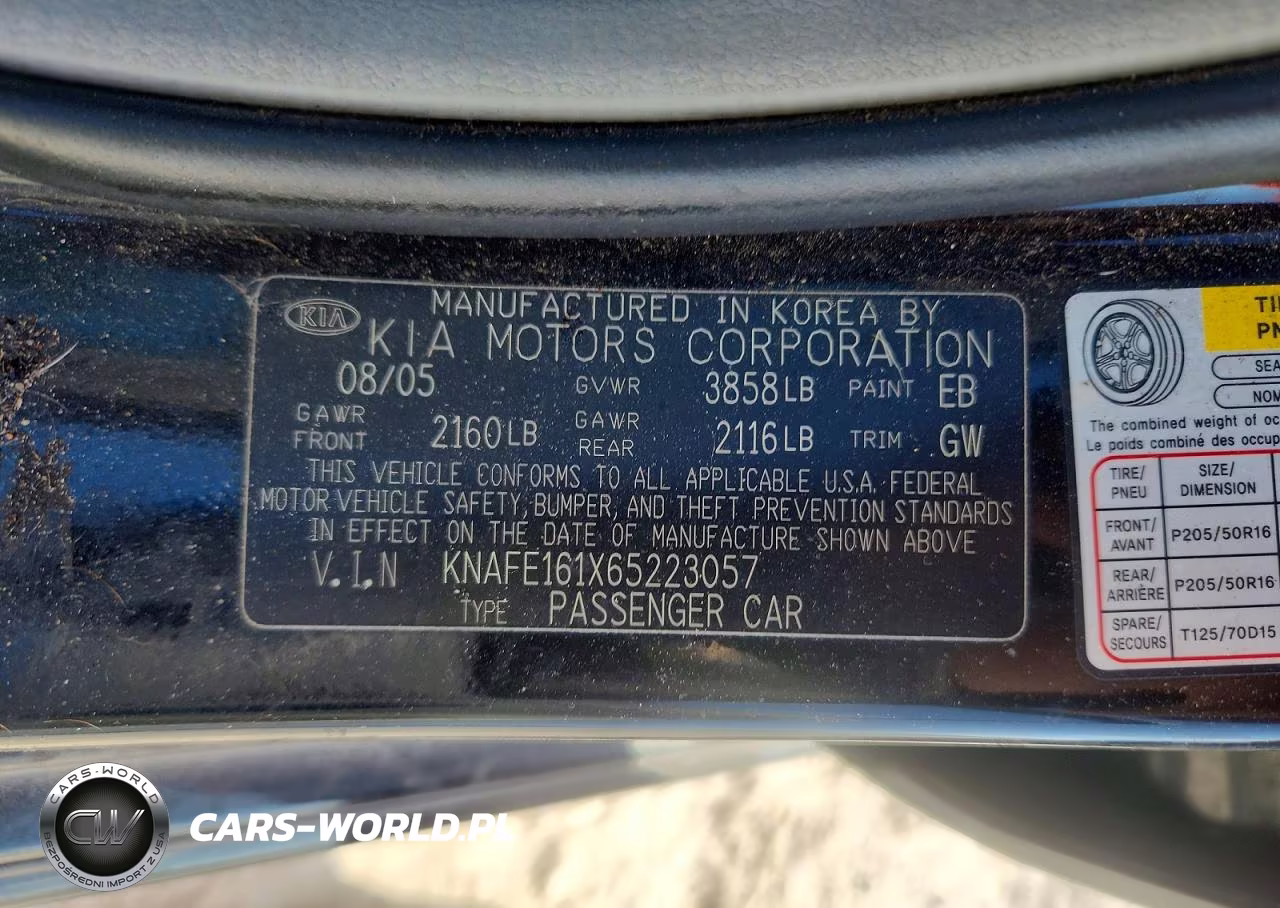 2006 Kia Spectra Spectra5 VIN:KNAFE161X65223057 - 12