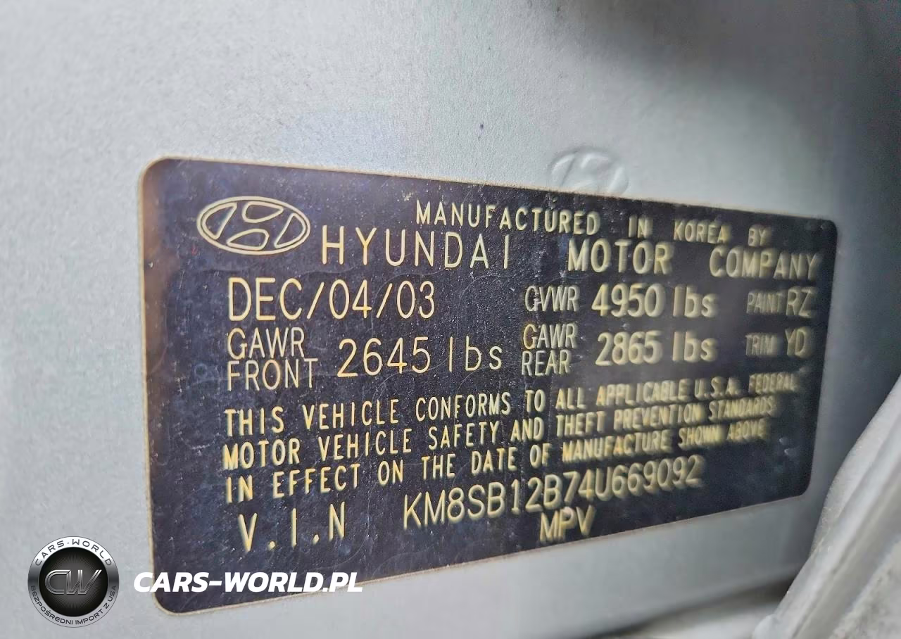 2004 Hyundai Santa Fe Base VIN:KM8SB12B74U669092 - 13