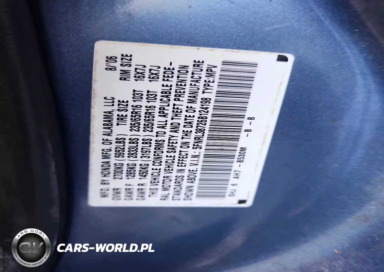 2006 Honda Odyssey Exl VIN:5FNRL38726B124198 - 13