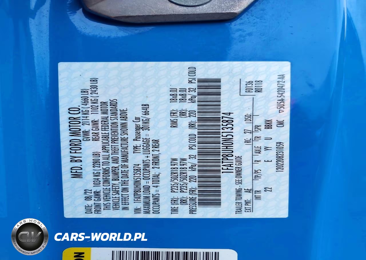 2022 Ford Mustang VIN:1FATP8UH0N5135874 - 12