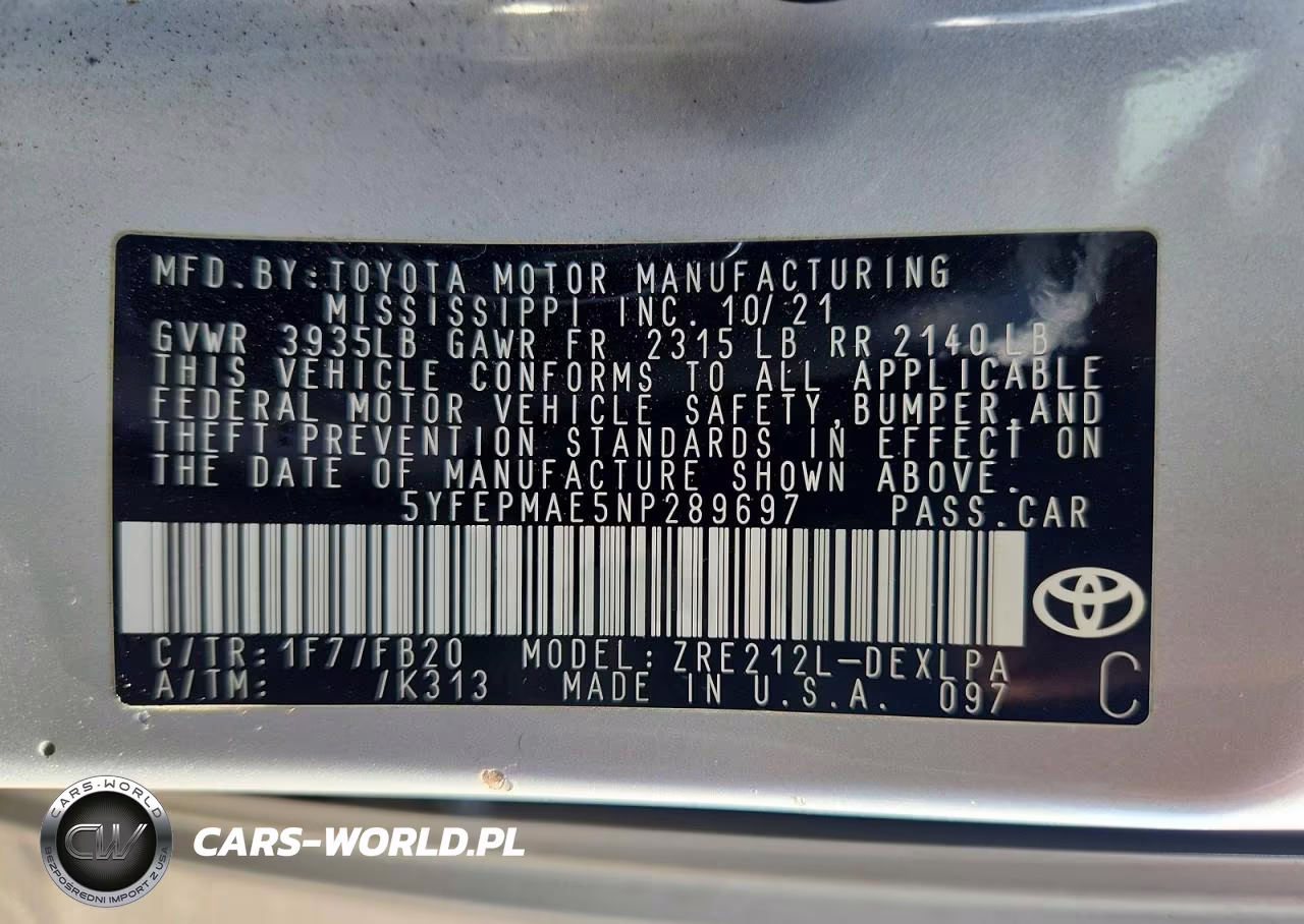 2022 Toyota Corolla Le VIN:5YFEPMAE5NP289697 - 13