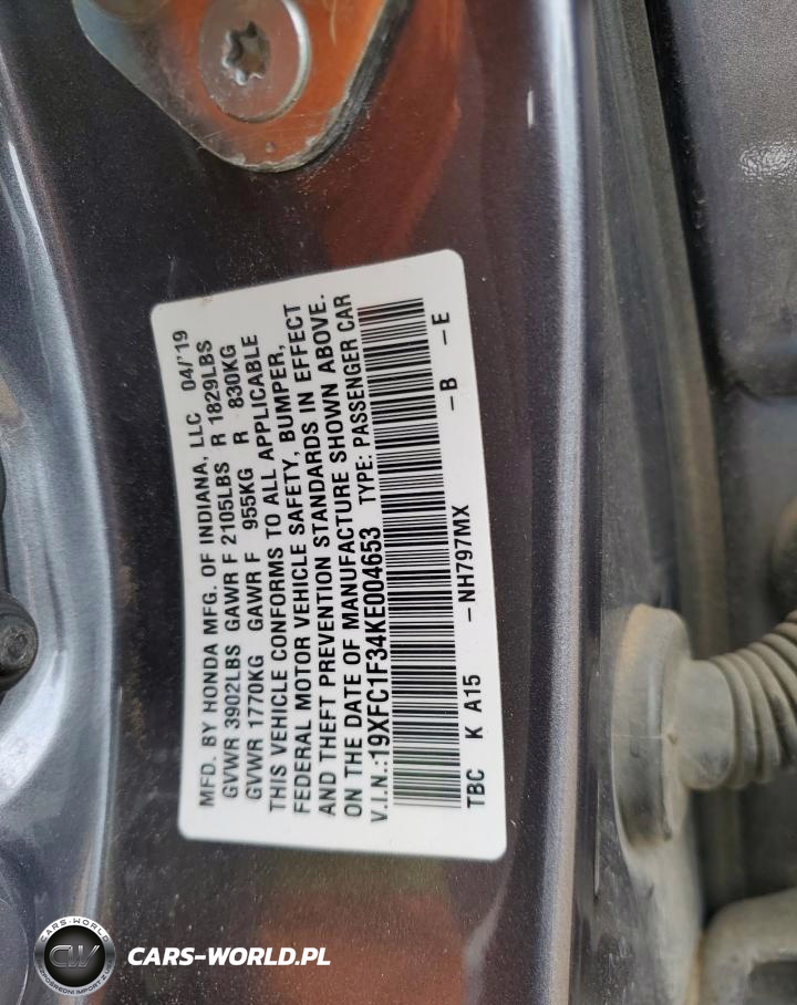 2019 Honda Civic Ex VIN:19XFC1F34KE004653 - 12