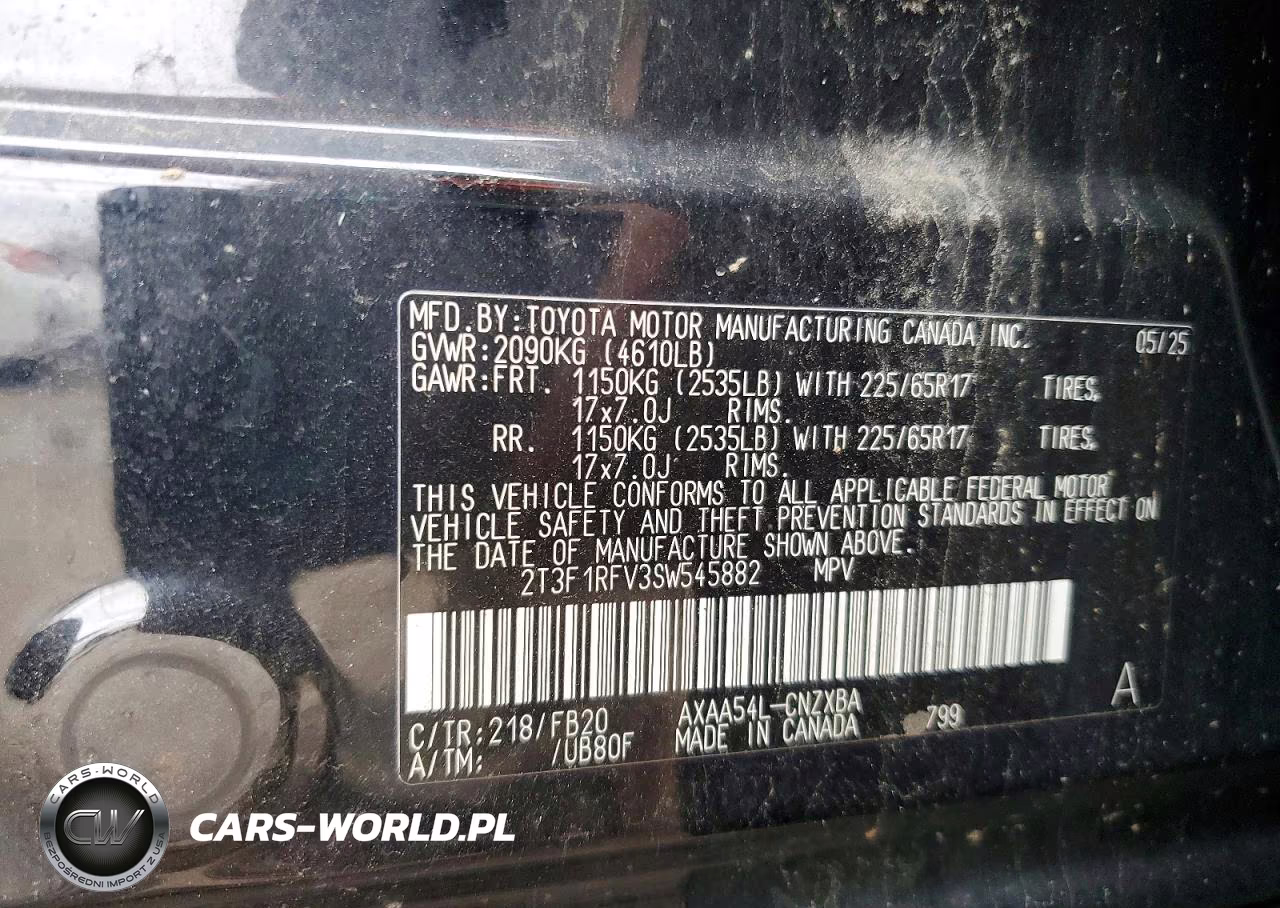 2025 Toyota Rav4 Le VIN:2T3F1RFV3SW545882 - 12