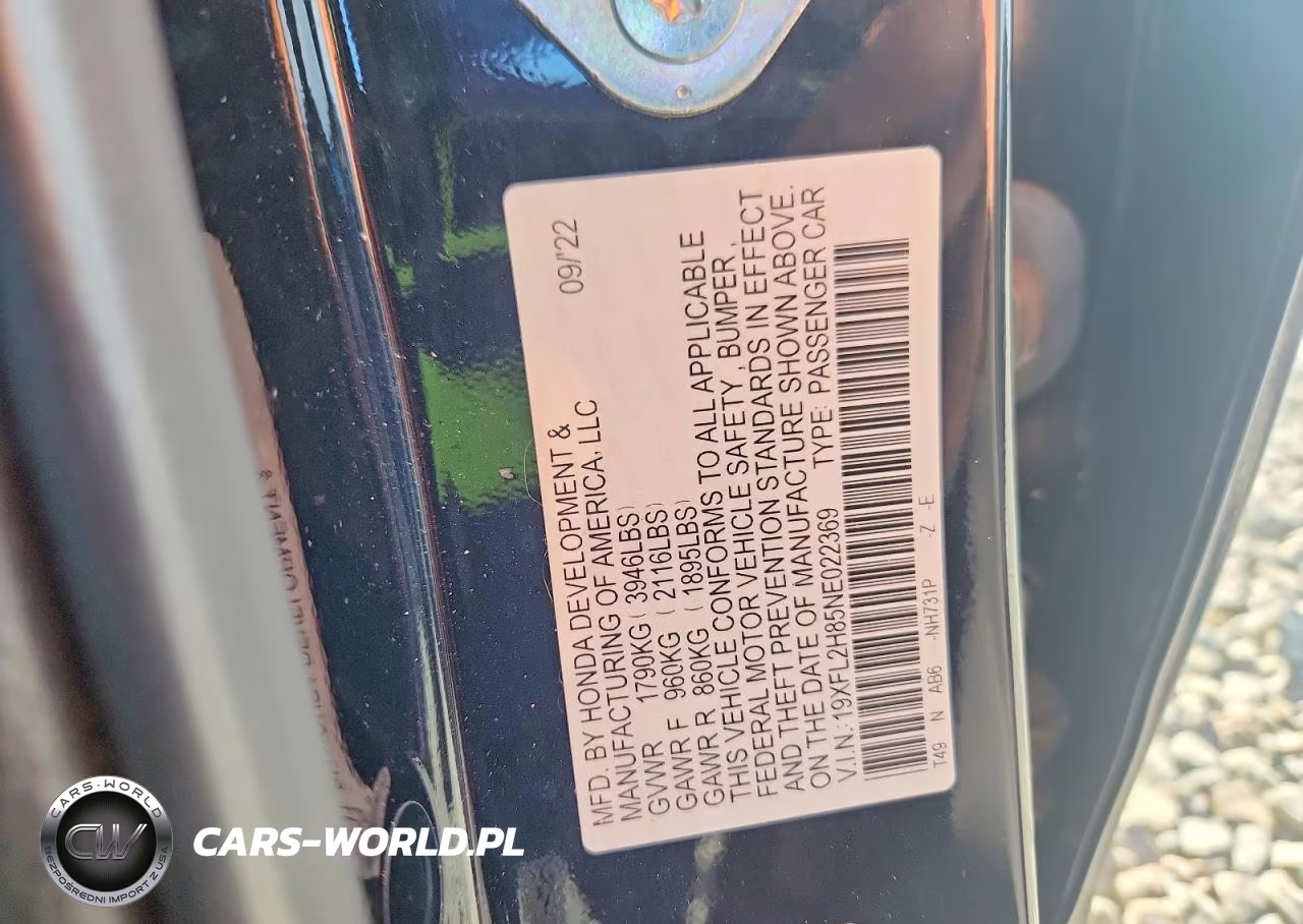 2022 Honda Civic Sport VIN:19XFL2H85NE022369 - 13