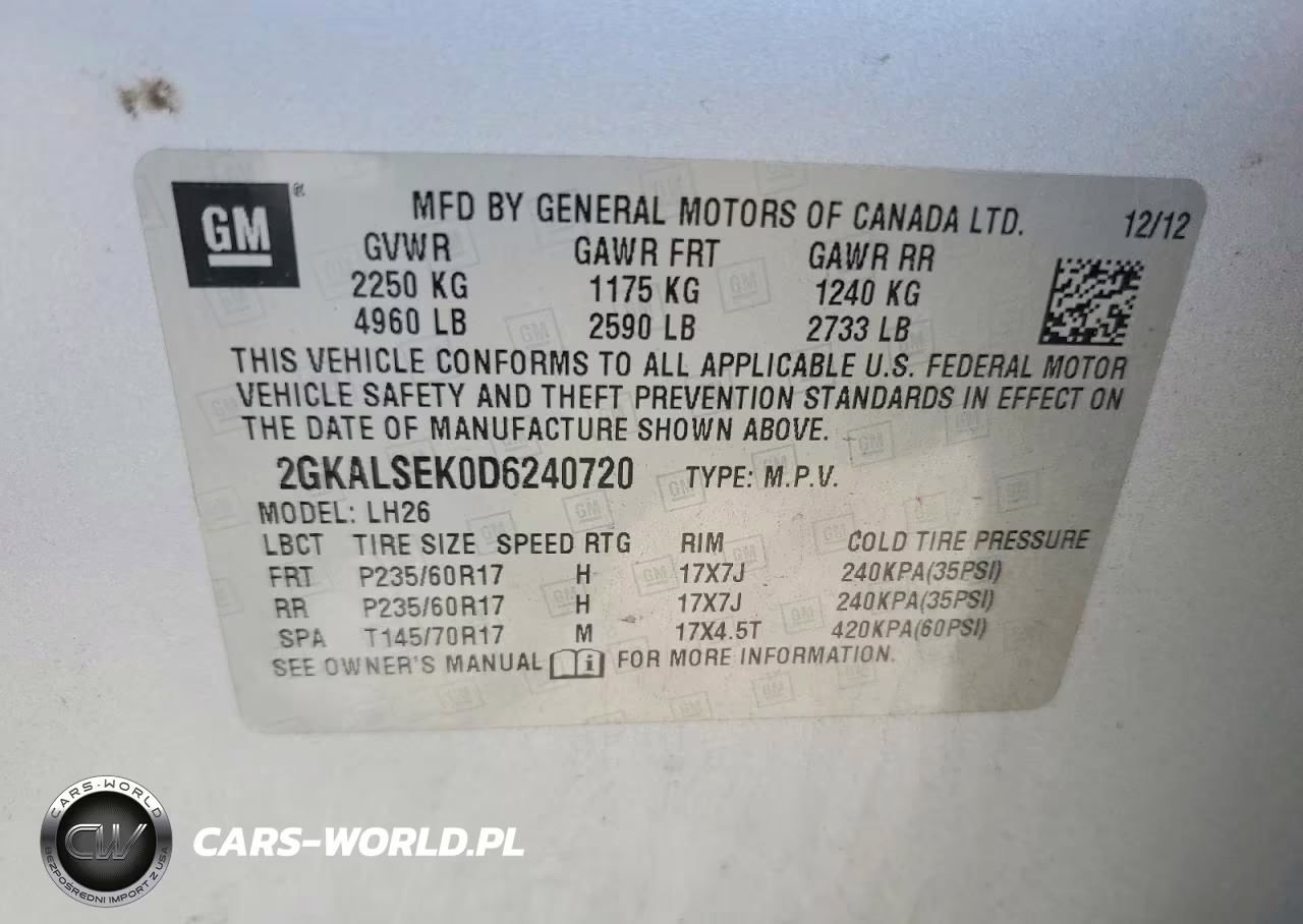 2013 GMC Terrain Sle VIN:2GKALSEK0D6240720 - 13