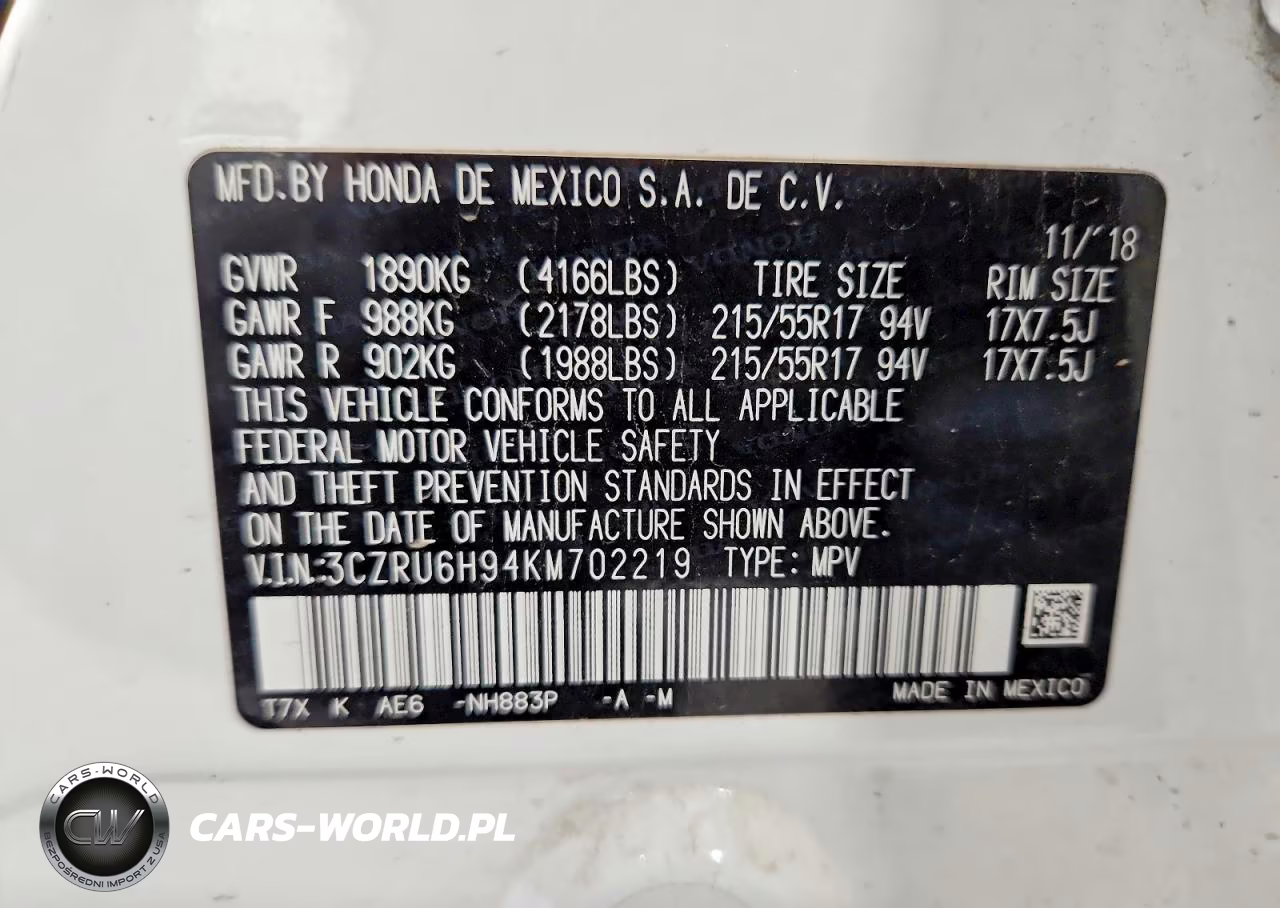2019 Honda Hr-V Touring VIN:3CZRU6H94KM702219 - 12