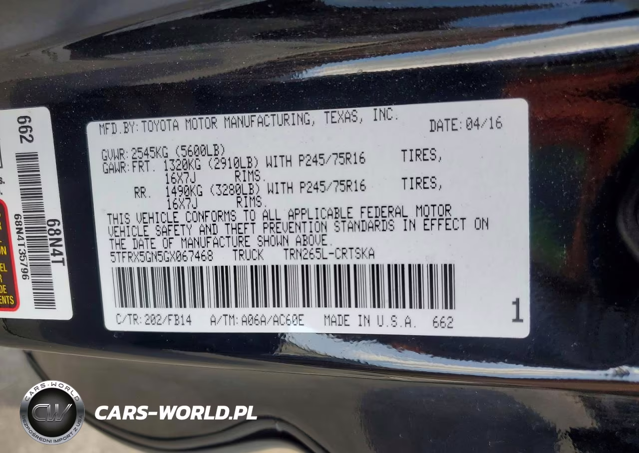 2016 Toyota Tacoma Sr VIN:5TFRX5GN5GX067468 - 12