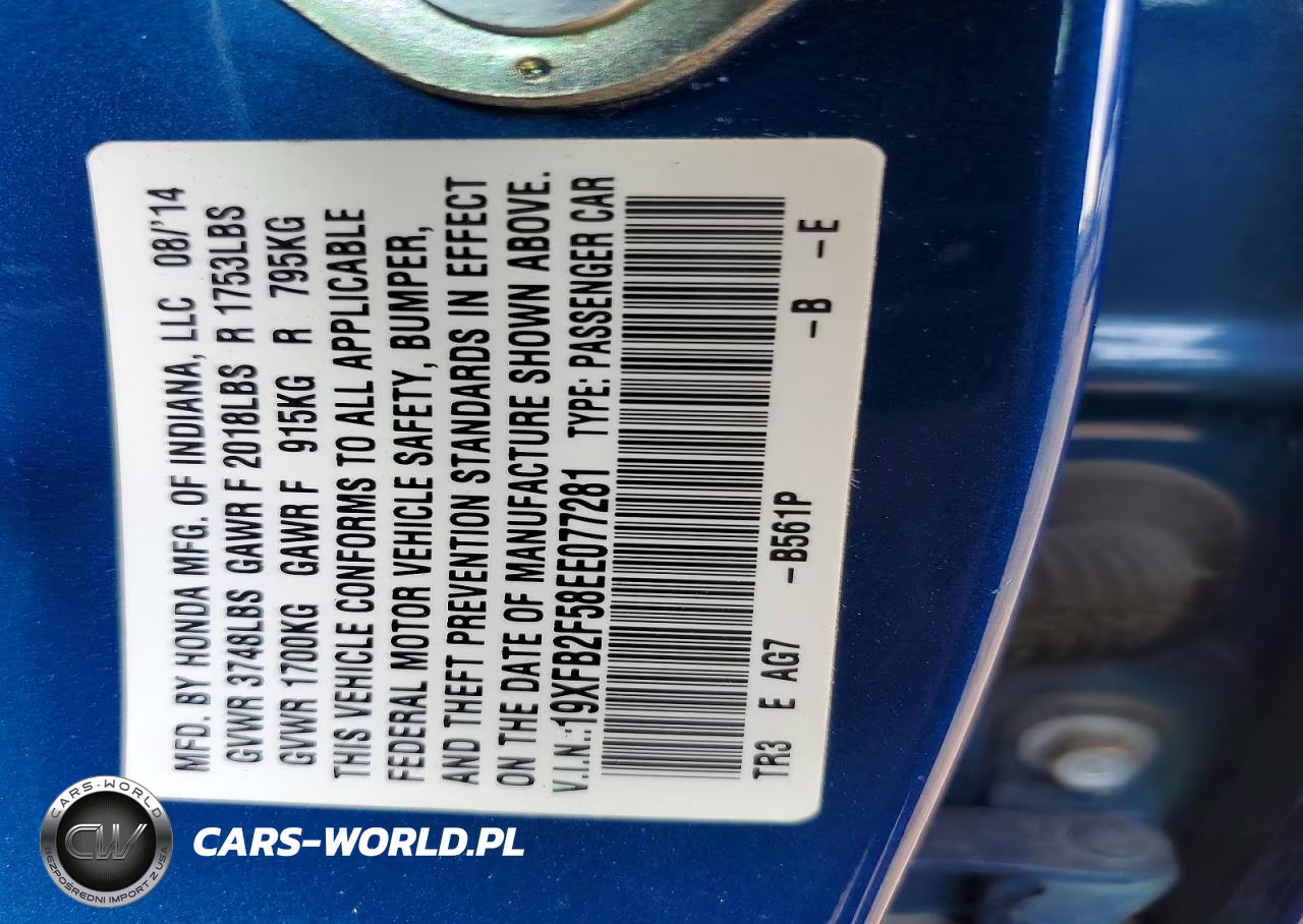 2014 Honda Civic Lx VIN:19XFB2F58EE077281 - 12