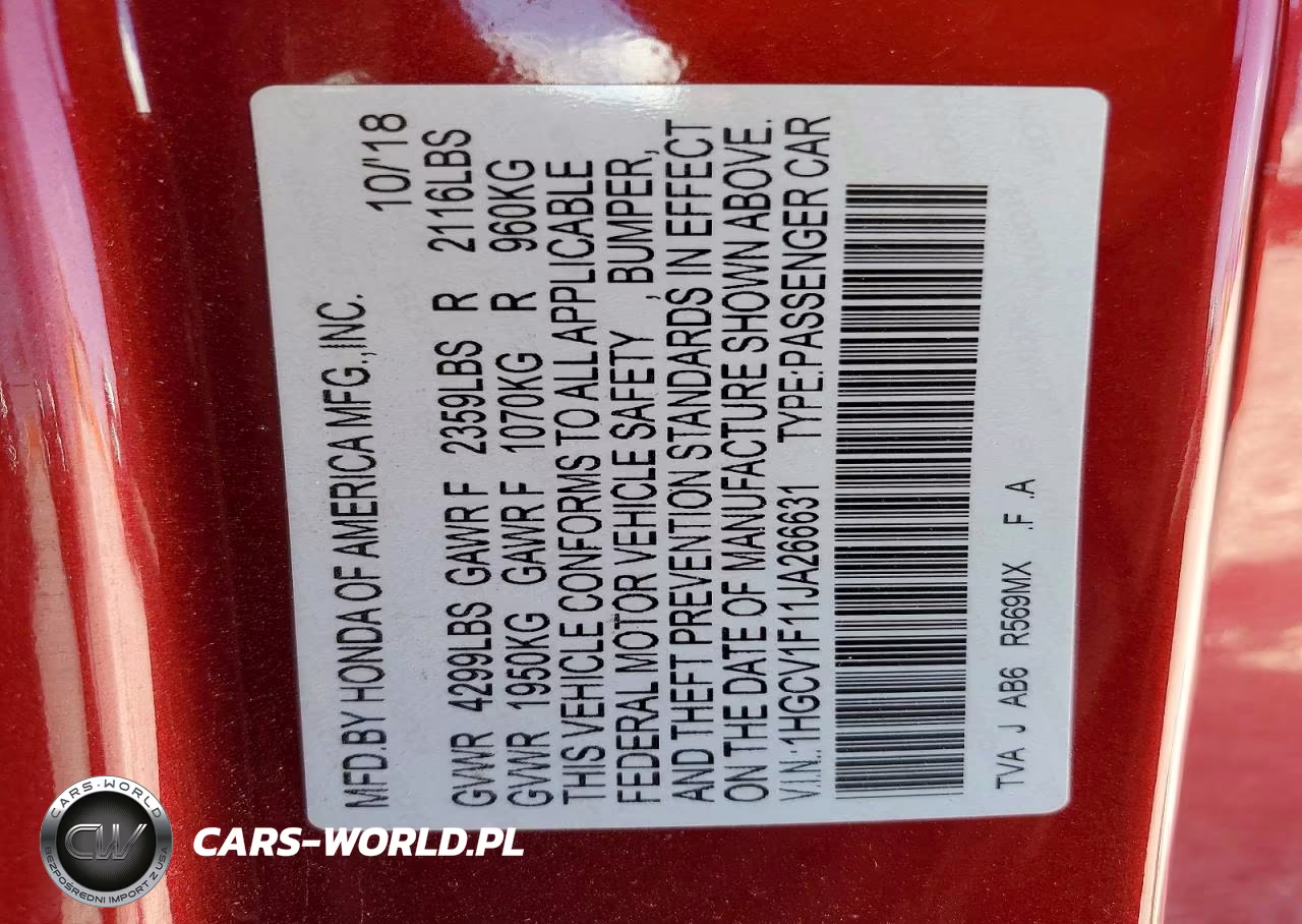 2018 Honda Accord Lx VIN:1HGCV1F11JA266631 - 12