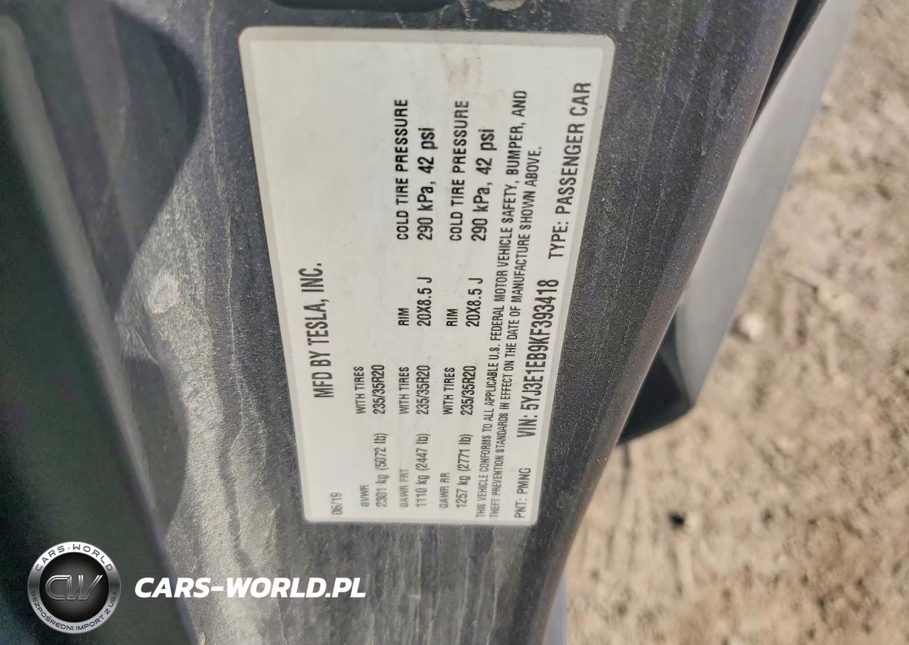 2019 Tesla Model 3 VIN:5YJ3E1EB9KF393418 - 12