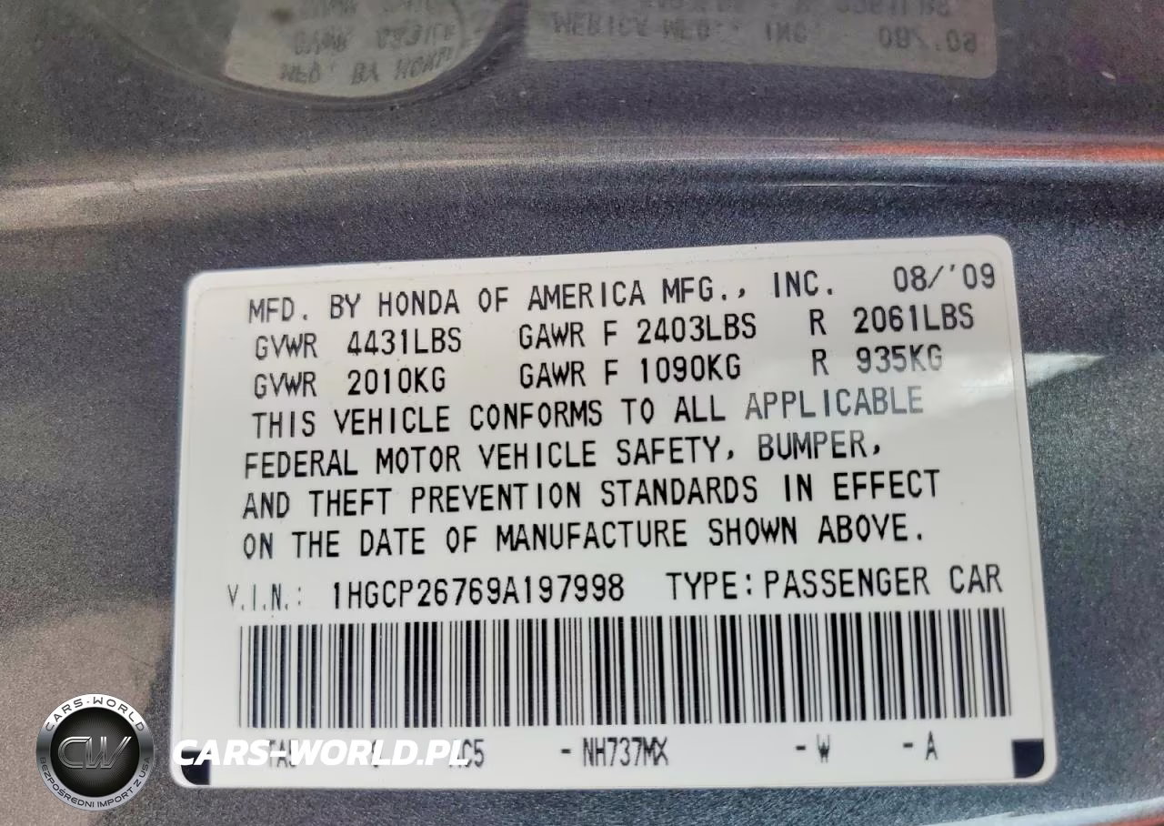 2009 Honda Accord Ex VIN:1HGCP26769A197998 - 12