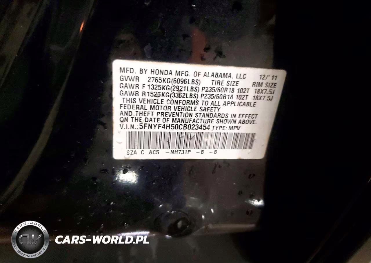 2012 Honda Pilot Exl VIN:5FNYF4H50CB023454 - 13