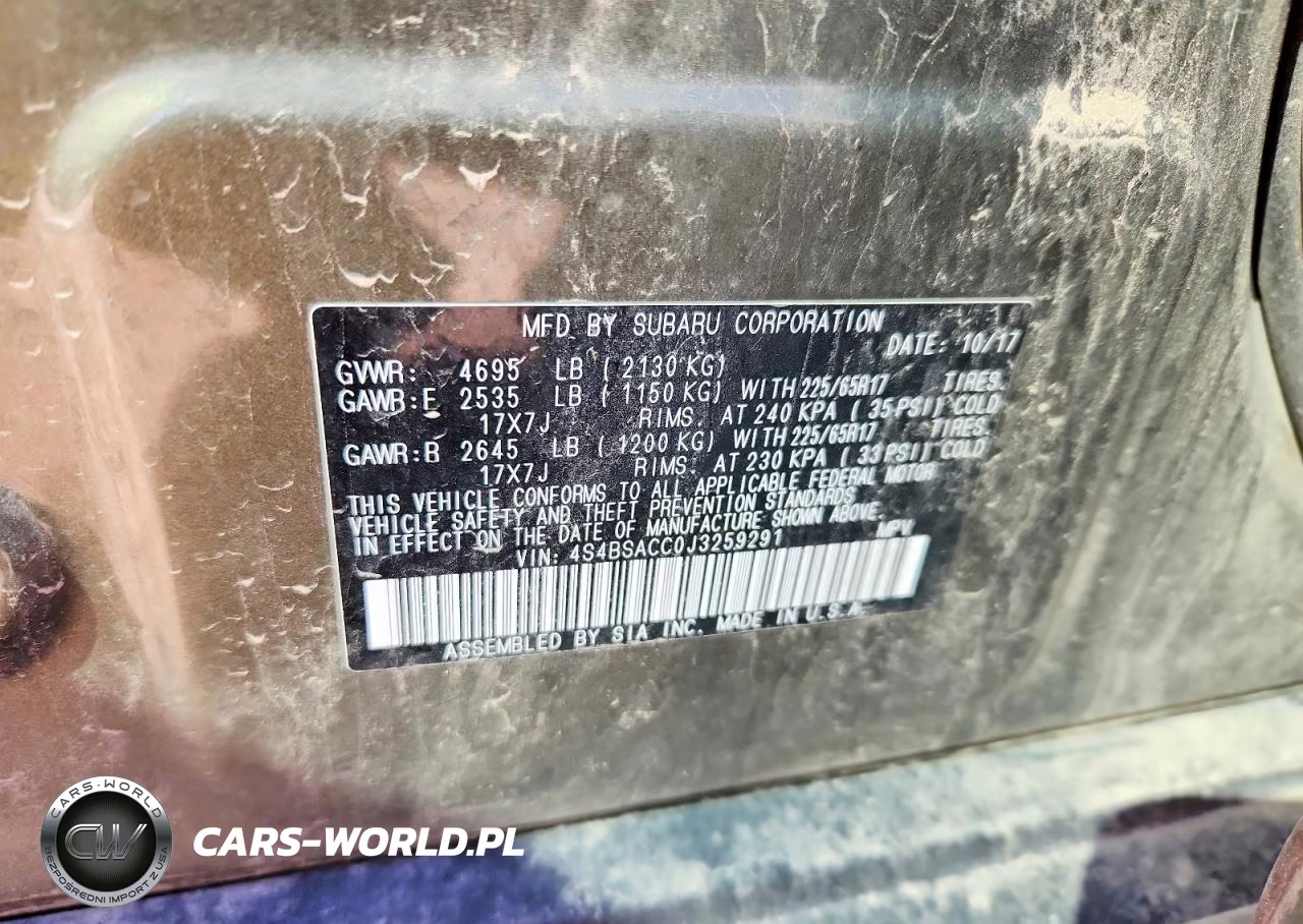 2018 Subaru Outback 2.5I Premium VIN:4S4BSACC0J3259291 - 12