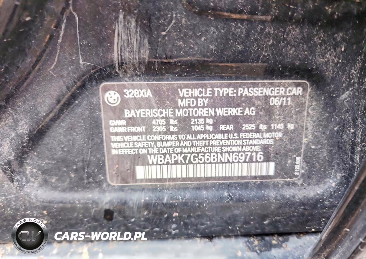 2011 BMW 328 Xi VIN:WBAPK7G56BNN69716 - 12