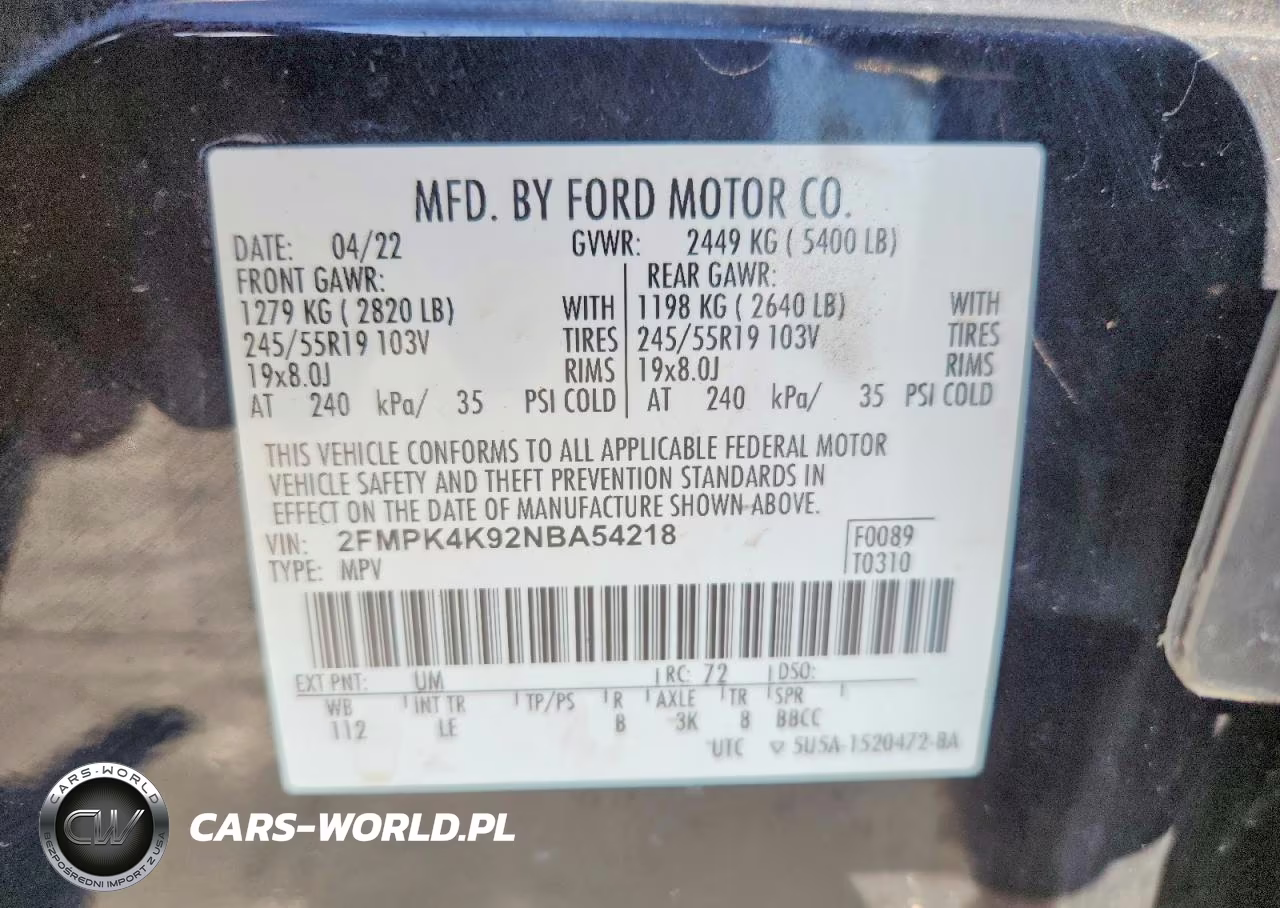 2022 Ford Edge Titanium VIN:2FMPK4K92NBA54218 - 12