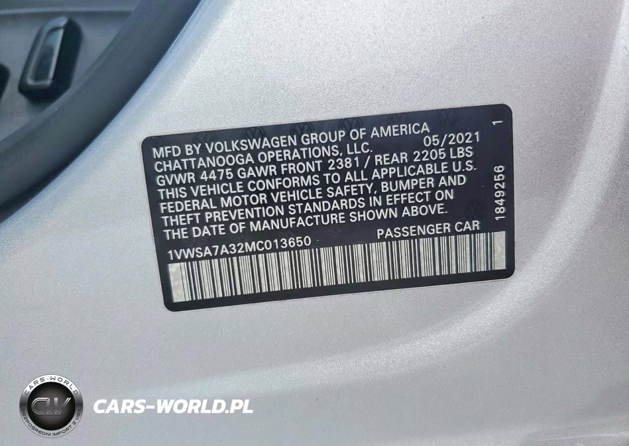 2021 Volkswagen Passat Se VIN:1VWSA7A32MC013650 - 12