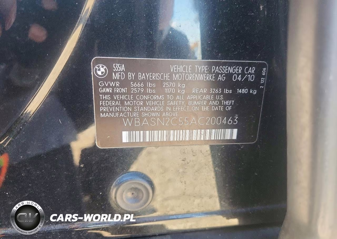 2010 BMW 535 Gt VIN:WBASN2C55AC200463 - 12