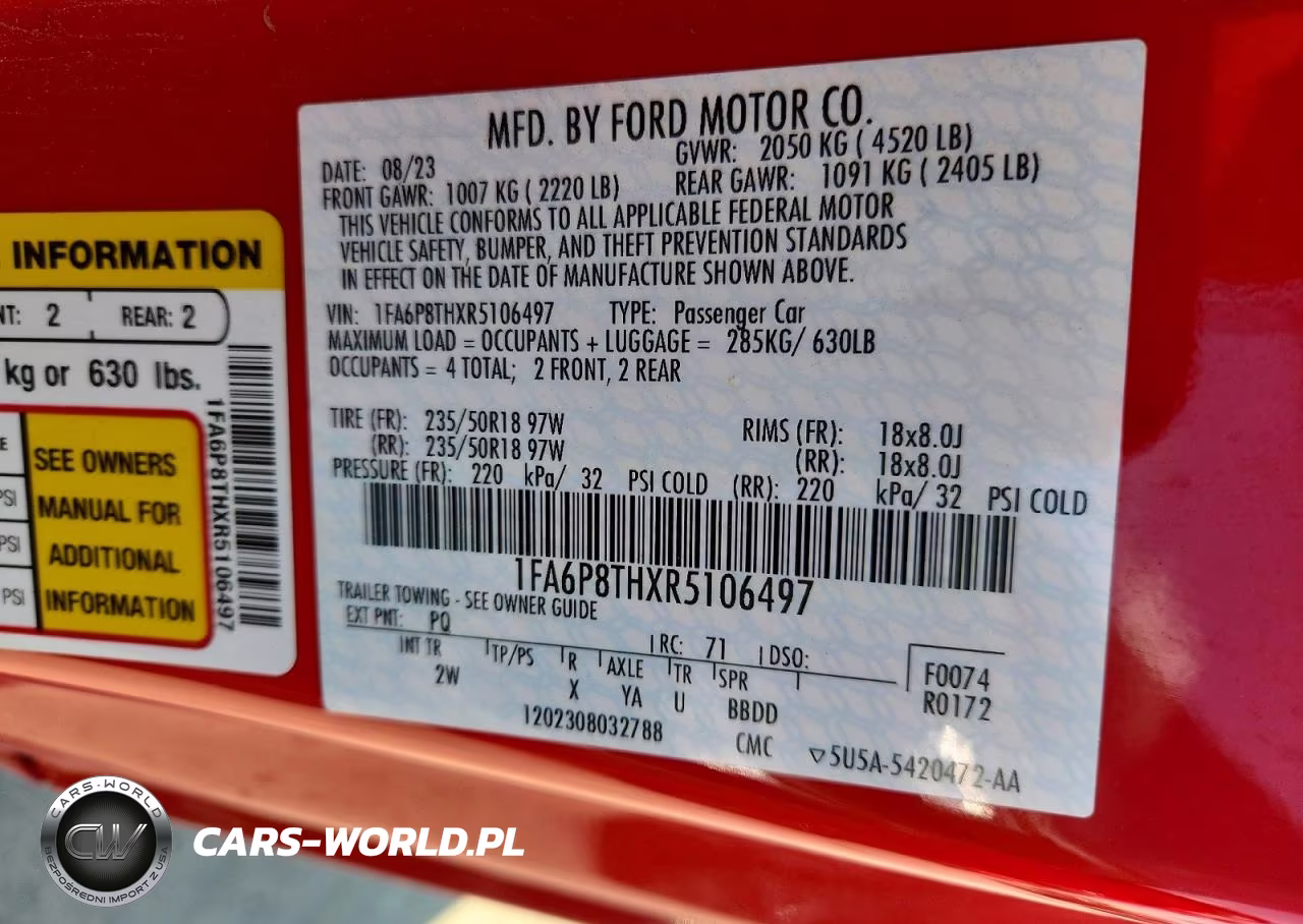 2024 Ford Mustang VIN:1FA6P8THXR5106497 - 12